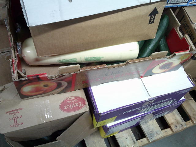 Boxes on top of boxes on a pallet.